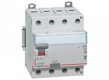 Дифференциальный выключатель нагрузки DX3 4 полюса, 40А, Тип AC, 100мА | код. 411713 | Legrand