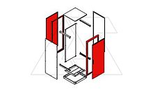 Две сварные рамы щита NEO 2000x1200мм (ВxШ), дверь распашная, задняя панель, RAL7035, IP55 | код 612-201 | Tekpan