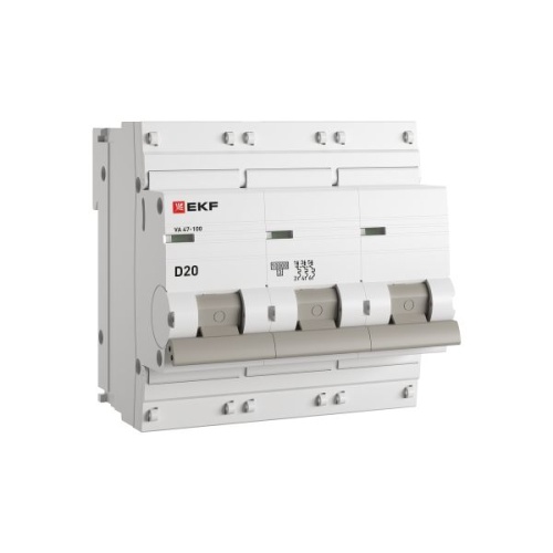 Автоматический выключатель 3P 20А (D) 10kA ВА 47-100 PROxima | код mcb47100-3-20D-pro | EKF фото 2