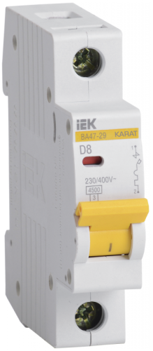 Автоматический выключатель ВА47-29 1P 8А D 4,5кА (12шт) | код MVA20-1-008-D | IEK