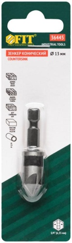 Зенкер конический, легированная сталь, хвостовик под биту, 13 мм | код 36445 | FIT фото 3