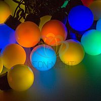 Гирлянда "Мультишарики" 10м d38мм 40LED RGB провод черн. ПВХ 5Вт 220В IP44 | код 303-579 | Neon-Night