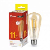 Лампа светодиодная LED-ST64-deco gold 11Вт цилиндр золотая 3000К тепл. бел. E27 1160лм 230В | код 4690612035673 | IN HOME