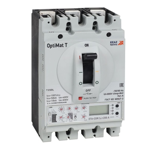 Выключатель автоматический OptiMat T250L ETA 250A 4P | код 355887 | КЭАЗ