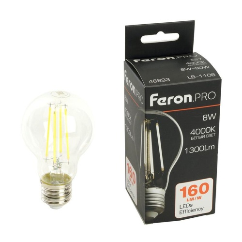 Лампа светодиодная LED 8вт Е27 белый FILAMENT Feron.PRO | код 48893 | Feron Лампа светодиодная LED 8вт Е27 белый FILAMENT Feron.PRO | код 48893 | Feron