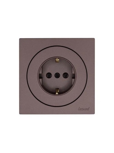 Розетка 1-м OSEN IP20 16А с защ. шторками ПБТ механизм шоколад LEZARD 743-7388-124B фото 3
