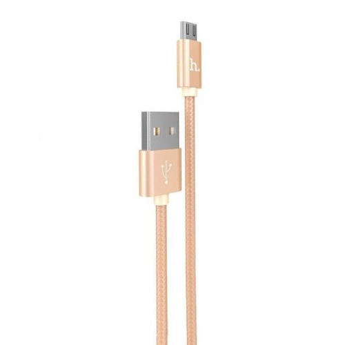 Кабель USB 2.0 hoco X2 текстильная оплетка, AM/microBM, золотой, 1м | код 6957531032182 | Hoco