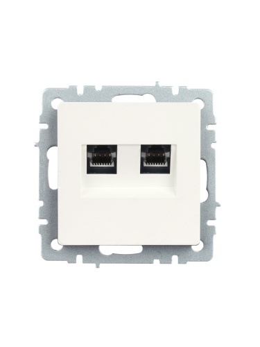 BRITE Розетка двойная RJ11+RJ45 кат.5E РК/Т12-БрЖ жемчуг | код BR-KT20-O-1-K36 | IEK фото 5