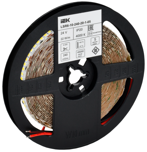 Лента LED 5м 2835-240LED 22Вт/м IP20 10мм 24В 4000К IEK | код LSR6-10-240-20-1-05 | IEK фото 2 Лента LED 5м 2835-240LED 22Вт/м IP20 10мм 24В 4000К IEK | код LSR6-10-240-20-1-05 | IEK фото 2