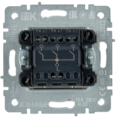 BRITE Выключатель 3-клавишный 10А ВС10-3-0-БрБ белый | код BR-V30-0-10-K01 | IEK фото 6