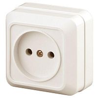 Розетка Intro Quadro 2-201-02 без заземления 2P, 16А-250В, IP20, ОУ, слоновая кость | код Б0053776 | ЭРА