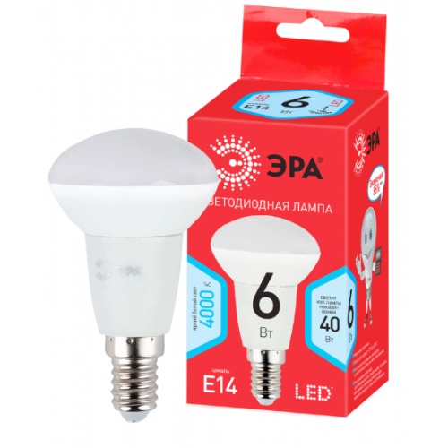 Лампа светодиодная RED LINE LED R50-6W-840-E14 R 6Вт R50 рефлектор 4000К нейтр. бел. E14 | Код. Б0050700 | ЭРА