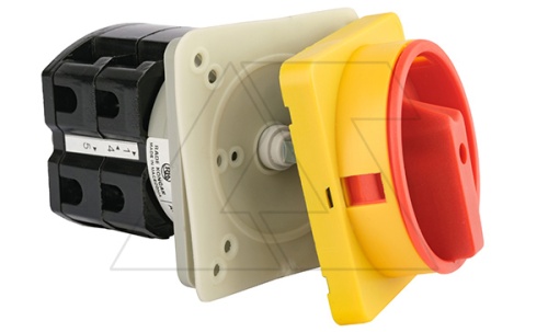 Переключатель BS 40 10 LK (IP54), аварийный, 3P, 40A, тип 0-1, 18.5kW(400VAC по АС-23), на дверь, красная блокируемая в 0 рукоятка, фронт IP54 | код EAC610665 | Rade Koncar