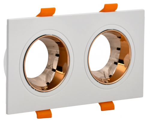 Светильник 4108 встр. поворотн. 2хGU10 белый/зол. пласт. IEK | код LT-UVB0-4108-GU10-2-K22 | IEK