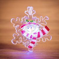 Фигура домашняя светодиодная на присоске Снежинка со снеговиком RGB | код 501-021 | Neon-Night