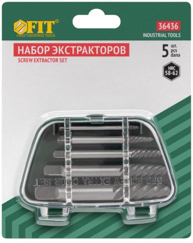 Набор экстракторов для шурупов усиленные (уп.5шт) FIT 36436 фото 3 Набор экстракторов для шурупов усиленные (уп.5шт) FIT 36436 фото 3