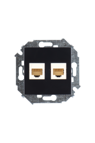 Розетка компьютерная двойная RJ - 45 кат. 5е, черный (20 шт.) , S15, SIMON | код 1591593-032 | SIMON