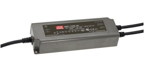 Источник питания AC-DC, 120Вт, вход 90…305В AC, 47…63Гц/127…431В DC, ККМ, выход 30В/4А, изоляция 3750В AC, пластиковый корпус 191х63х37.5мм, -40…+70С, функция димминга | код NPF-120D-30 | MeanWell