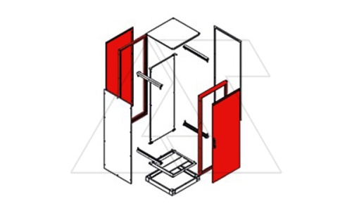 Две сварные рамы щита NEO 2000x600мм (ВxШ), стеклянная дверь, задняя панель, RAL7035, IP55 | код 616-202 | Tekpan Две сварные рамы щита NEO 2000x600мм (ВxШ), стеклянная дверь, задняя панель, RAL7035, IP55 | код 616-202 | Tekpan