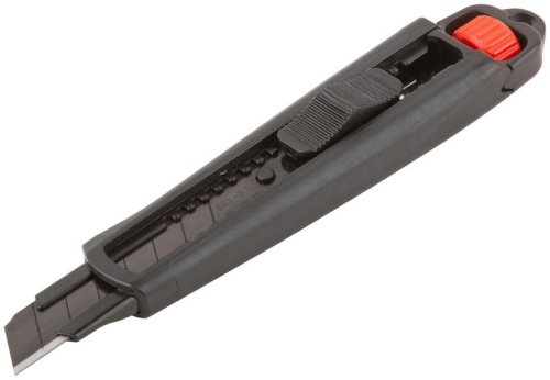 Нож технический 18мм усиленный прорезиненный дополнит. пластиковый прижим профи черн. FIT 10322 фото 2 Нож технический 18мм усиленный прорезиненный дополнит. пластиковый прижим профи черн. FIT 10322 фото 2