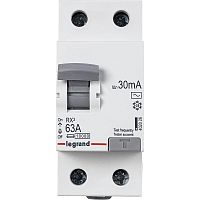 Выключатель дифференциальный (УЗО) RX3 2п 63А 30мА тип AC | код. 402026 | Legrand