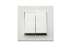 Выключатель 2-клав. с подсветкой Karea LINE STAR жемчуж. Makel 86100023