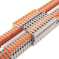 Клемма проходная СМК 222-2521D 1п на DIN-рейку 6-25кв.мм сер. (уп.30шт) Rexant 07-5292