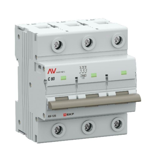Выключатель автоматический 3п C 80А 10кА AV-125 AVERES | код mcb125-3-80C-av | EKF