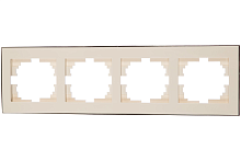 RAIN Рамка 4 поста горизонтальная белая с боковой вставкой хром | код 703-0225-149 | Lezard
