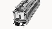 PC16-01P-11-00Z(H) Клеммный блок (клеммник) проходной винт. (латун. заж.), на DIN-рельс TS-35/TS-32, сеч. пров. 12-4AWG/ до 16.0 кв.мм, до 600В/85А, Hобщ. = 52.8 мм, серый изол., шир. 12.2 мм | код 11010000020 | DEGSON