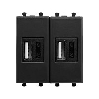USB зарядное устройство модульное, Avanti, Черный матовый, 2 модуля, 2.1 А | код 4412542 | DKC