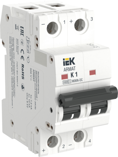 ARMAT Авт. выкл. M06N-DC 2P K 1А IEK | код AR-M06N-2-K001DC | IEK