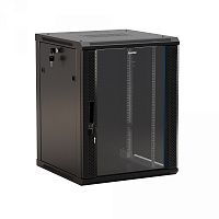 Шкаф настенный 19-дюймовый -19 22U 1086x600х600мм стеклянная дверь с перфорацией по бокам ручка с замком цвет черный (RAL 9004) (разобранный), Hyperline TWB-2266-GP-RAL9004 | код 392643 | Hyperline