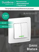Выключатель 2-клавишный BLANCA, с подсветкой, скрытый монтаж, белый | код. BLNVS010511 | Schneider Electric