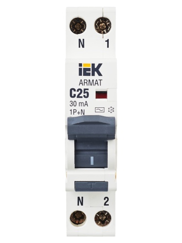 ARMAT Автоматический выключатель дифференциального тока B06S 1P+NP C25 30мА тип AC (18мм) | код AR-B06S-1N-C25C030 | IEK  фото 8