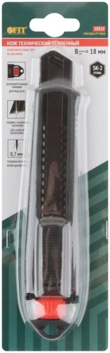 Нож технический 18мм усиленный прорезиненный дополнит. пластиковый прижим профи черн. FIT 10322 фото 3 Нож технический 18мм усиленный прорезиненный дополнит. пластиковый прижим профи черн. FIT 10322 фото 3