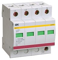 Ограничитель импульсных перенапряжений ОПС1-B 4Р In=30kA Un=400B Im=60kA | код. MOP20-4-B | IEK 