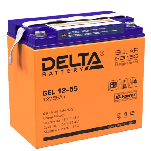 Аккумуляторная батарея GEL 12-55 Напряжение 12 В, Емкость 55 Ач | код 1732220 | DELTA