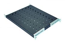 Полка стационарная 1U до 50 кг, 370 мм, для шкафов глубиной 600 мм, регулируемые кронштейны, черный антрацит | код 60A-01-60-09BL | Eurolan