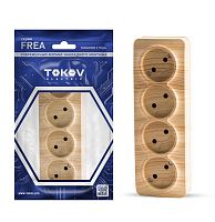 Розетка 4-м ОП Frea 16А IP20 250В без заземл. АБС-пластик сосна | код TKE-FR-R4-C25 | TOKOV ELECTRIC