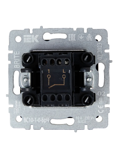 BRITE Выключатель 1-клавишный 10А ВС10-1-0-БрЧ черный | код BR-V10-0-10-K02 | IEK фото 2