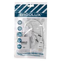 Переходник VGA-HDMI+AUX ELX-VA01P-HDMI комплект пластик пакет бел. | код 15297 | Ergolux