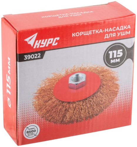 Корщетка-колесо с наклоном, гайка М14, стальная волнистая латунированная проволока 115 мм | код 39022 | FIT фото 3