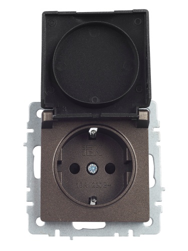 BRITE Розетка 1-местная с заземлением с защитными шторками и крышкой 16А IP44 РСбш10-3-44-БрТБ темная бронза | код BR-R16-16-44-K45 | IEK фото 10