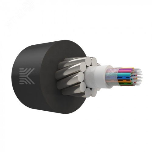 Кабель оптический в грунт с ЦТ. бронированный стальной проволокой. G.652.D. 12 волокон. 8 кН | код КОС-ОКБ-12хG.652.D-Т 8кН | KOSCAB