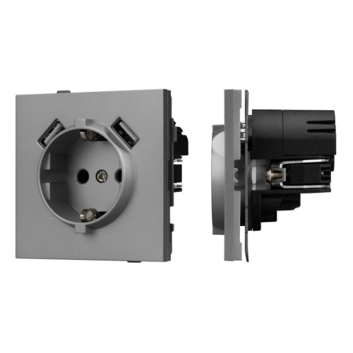 Механизм розетки с USB зарядкой SCT-TENDO-MUAA-PL-GR 230В 16А Arlight 054084
