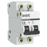 Выключатель автоматический двухполюсный ВА 47-29 6А C 4,5кА Basic | код. mcb4729-2-06C | EKF 