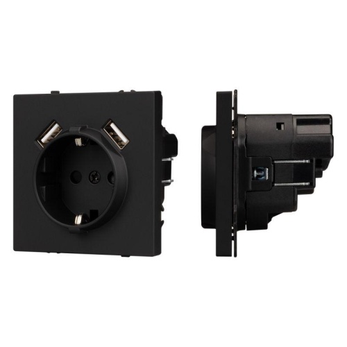 Механизм розетки с USB зарядкой SCT-NOBE-MUAA-SFPL-BK 230В 16А Arlight 054289 Механизм розетки с USB зарядкой SCT-NOBE-MUAA-SFPL-BK 230В 16А Arlight 054289
