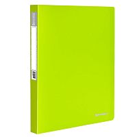 Папка на 2 кольцах BRAUBERG Neon, 25 мм, внутренний карман, неоновая, зеленая, до 170 листов, 0,7 мм, 227456 | код 227456 | BRAUBERG