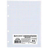 Сменный блок к тетради на кольцах, А5, 80 л., BRAUBERG, Белый , 401660 | код 401660 | BRAUBERG